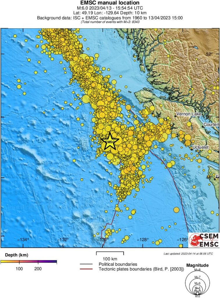 vancouver island canada m6.0 earthquake april 13 2023 emsc rs