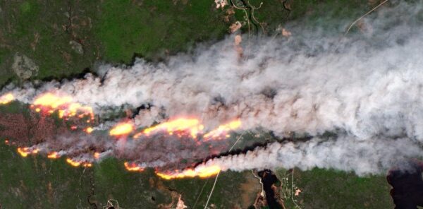 satellite image of barrington lake fire nova scotia on may 28 2023