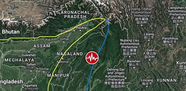 m5.8 earthquake myanmar may 31 2023 location map