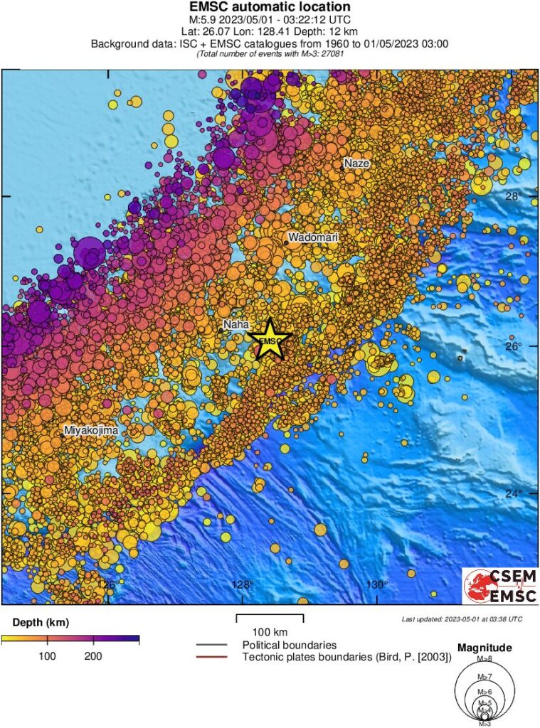 m6.2 earthquake okinawa japan may 1 2023 emsc regional seismicity