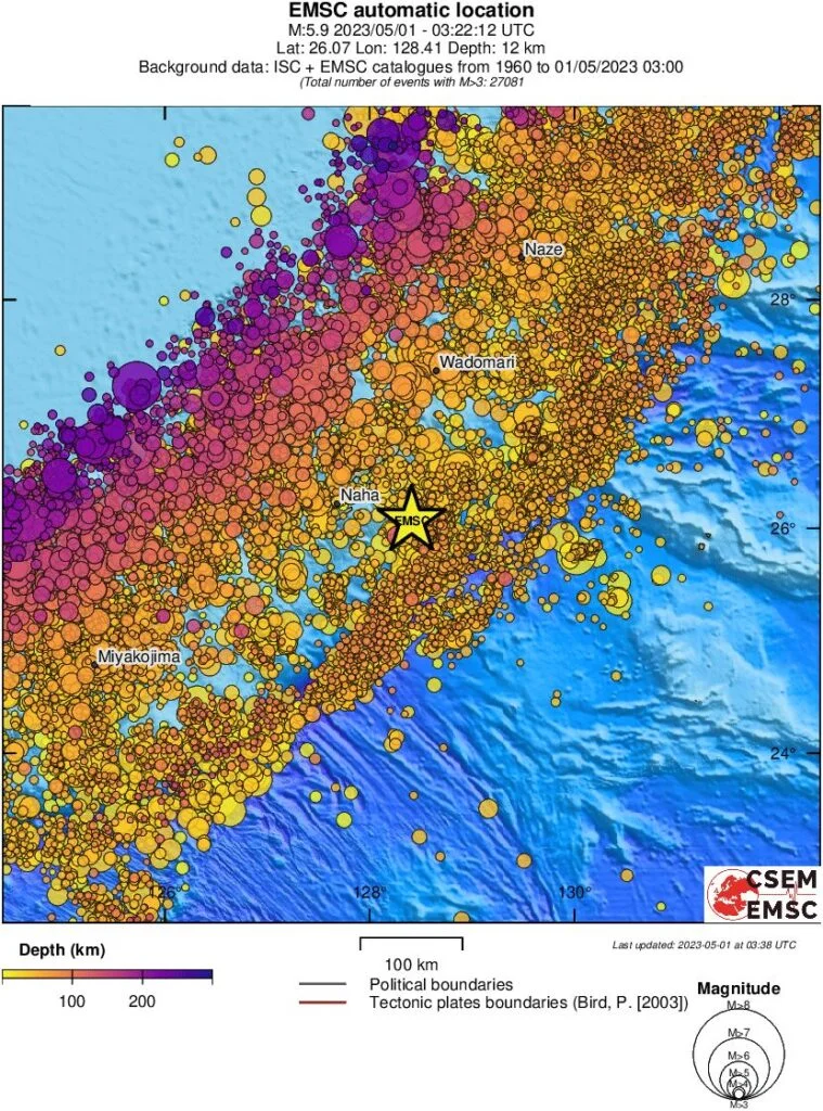 m6.2 earthquake okinawa japan may 1 2023 emsc regional seismicity