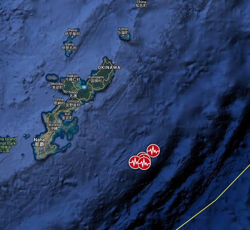 m6.2 earthquake okinawa japan may 1 2023 location map bg