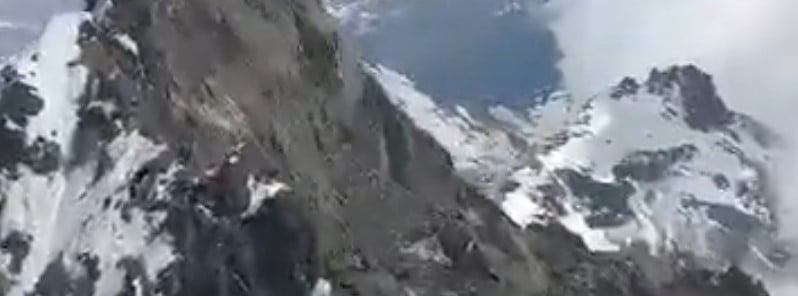 Large rock avalanche at Flüchthorn Peak in Austrian Alps