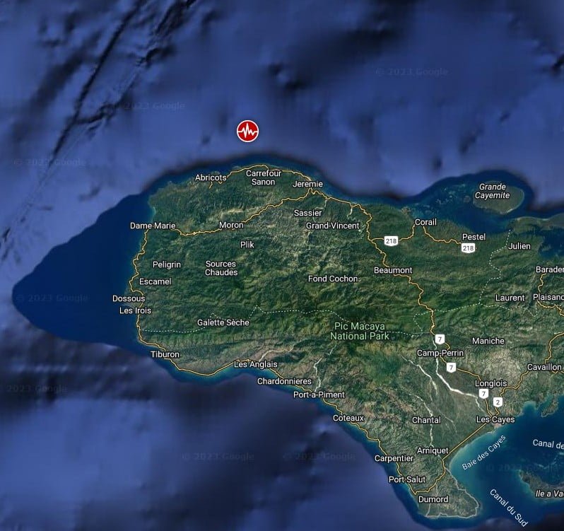 haiti m4.9 earthquake june 6 2023 location map bg
