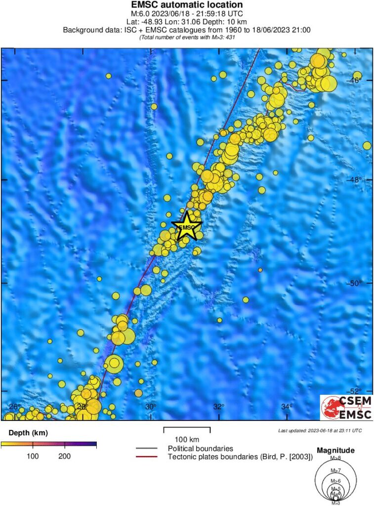 m6.0 earthquake south of africa june 18 2023 emsc