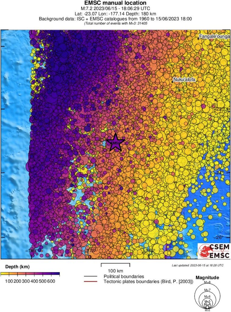 m7.2 earthquake fiji june 15 2023 emsc regional seismicity