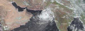 Very Severe Cyclonic Storm “Biparjoy” making landfall near Jakhau port, Gujarat, India