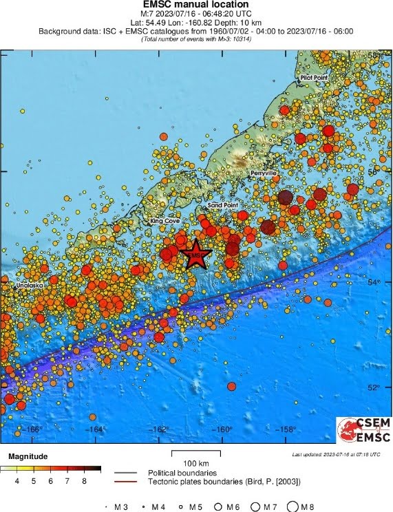 m7.2 earthquake alaska july 16 2023 emsc regional seismicity