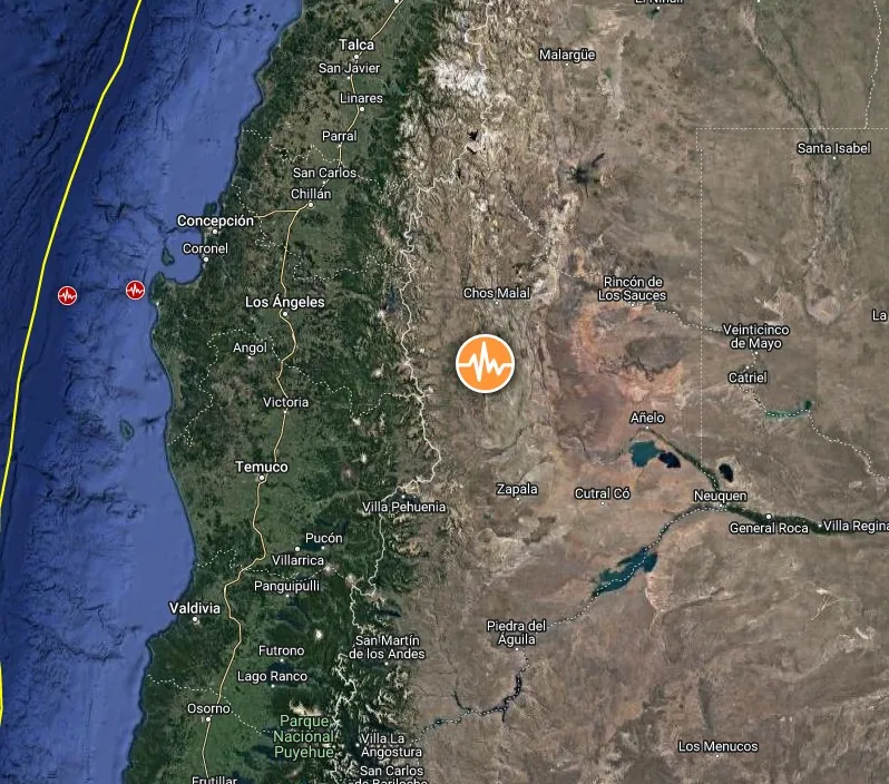 neuquen argentina m6.6 earthquake location map bg