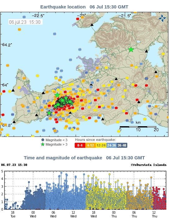 reykjanes peninsula earthquakes 1530z july 6 2023