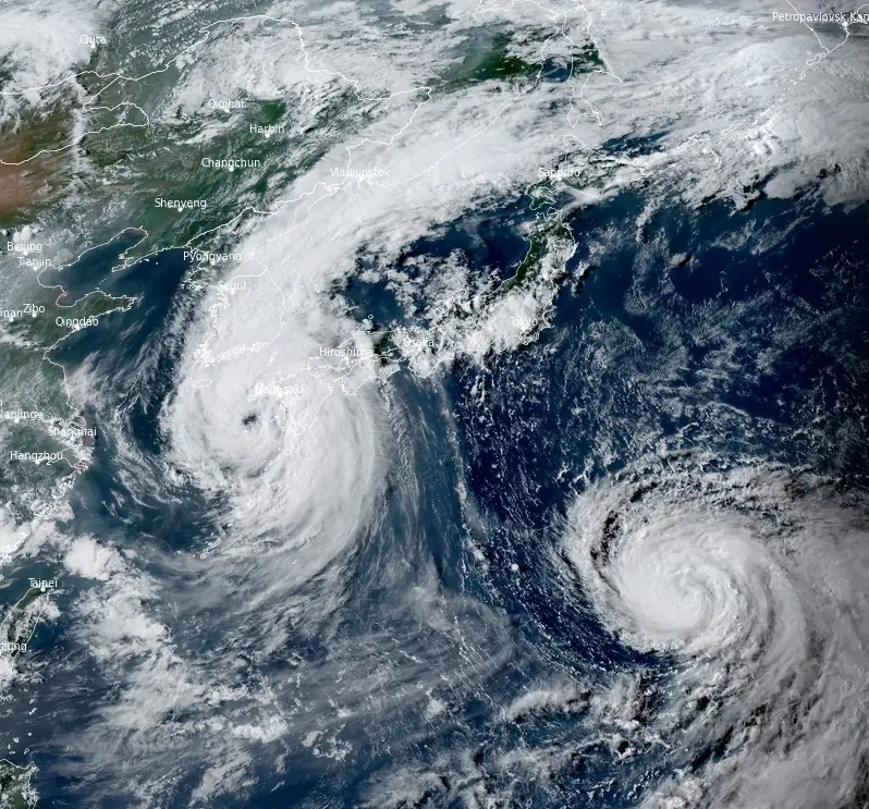tropical cyclones khanun and lan at 0740z august 9 2023