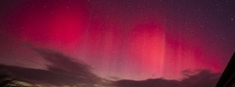 Rare red auroras seen as far south as France - photo by Chris Walker via SpaceWeather
