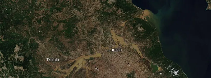 Satellite views of massive floods in Greece september 2023