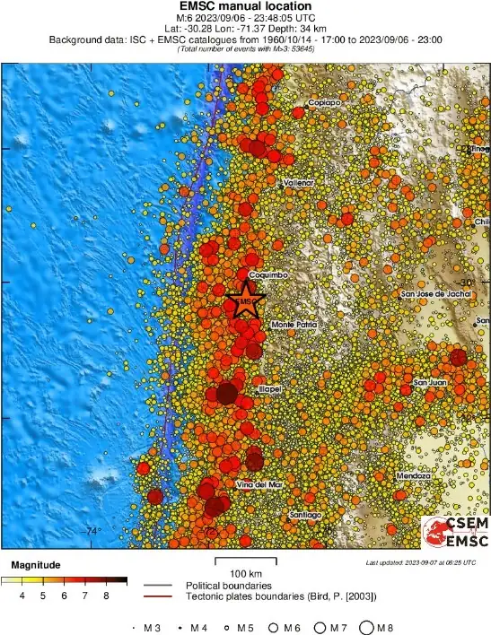 m6.2 earthquake coquimbo chile september 6 2023 emsc regional seismicity