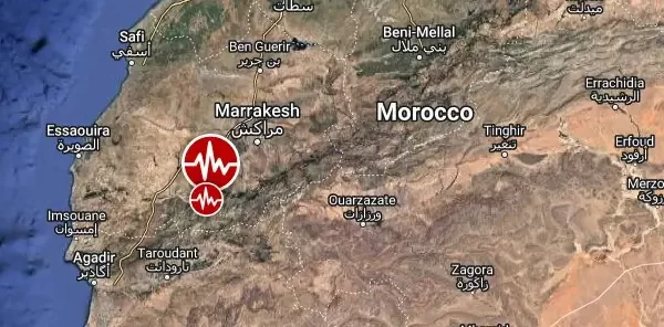 m6.8 earthquake morocco september 8 2023 location map