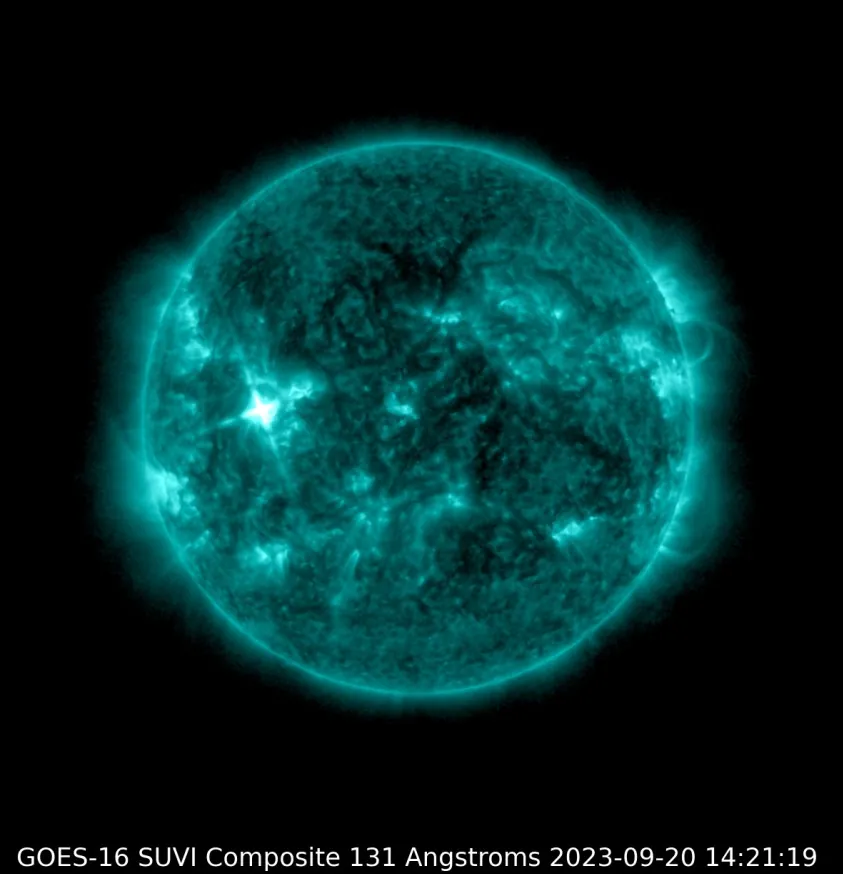 m8.2 solar flare september 20 2023 goes-16 aia131 bg