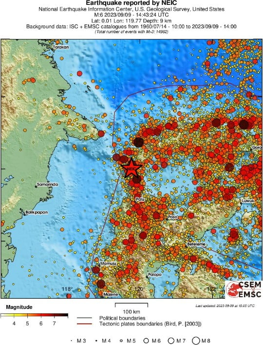 sulawesi indonesia m6.0 earthquake location september 9 2023 emsc regional seismicity