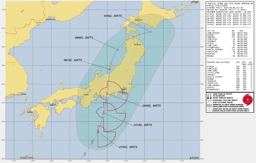 tropical storm yun-yeung jtwc fcst 09z september 7 2023