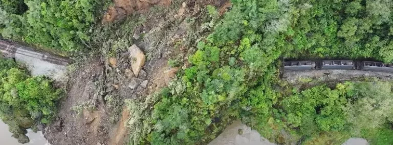 Freight train derailed by landslide on South Island's West Coast, New Zealand
