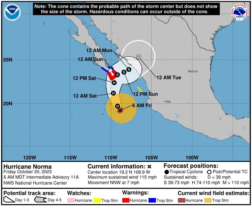 hurricane norma 12z october 20 2023 nhc fcst track