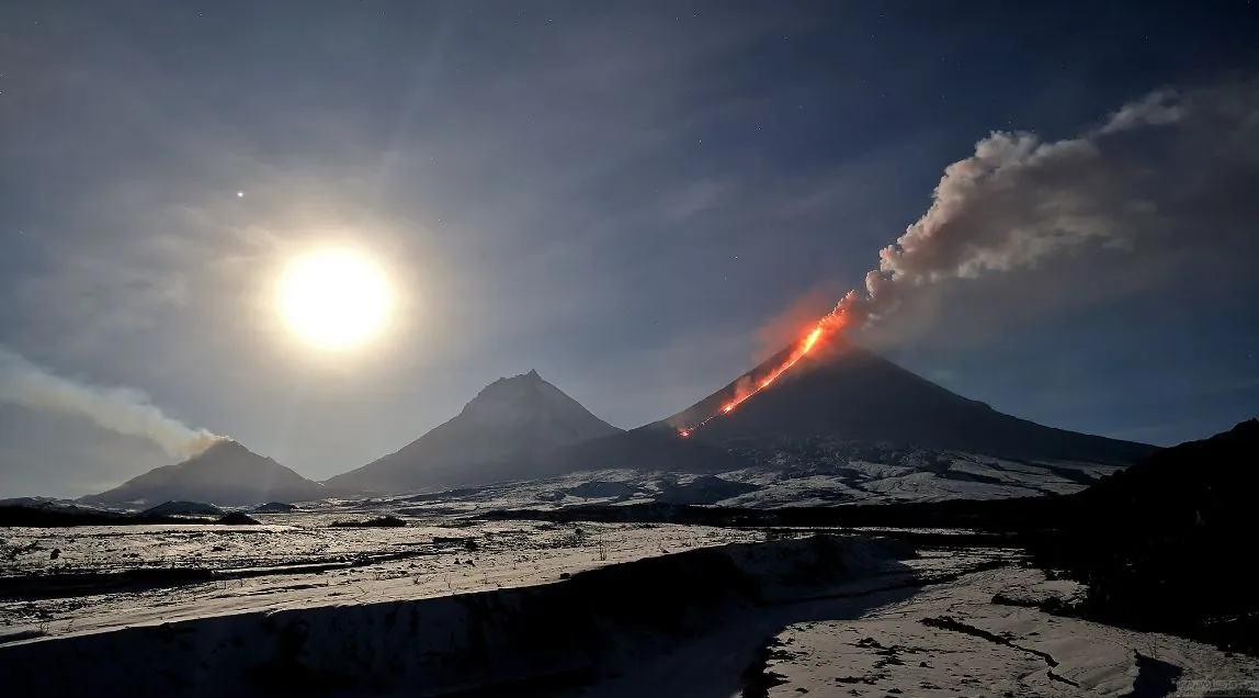 klyuchevskoy volcano kamchatka russia on october 28 2023 b