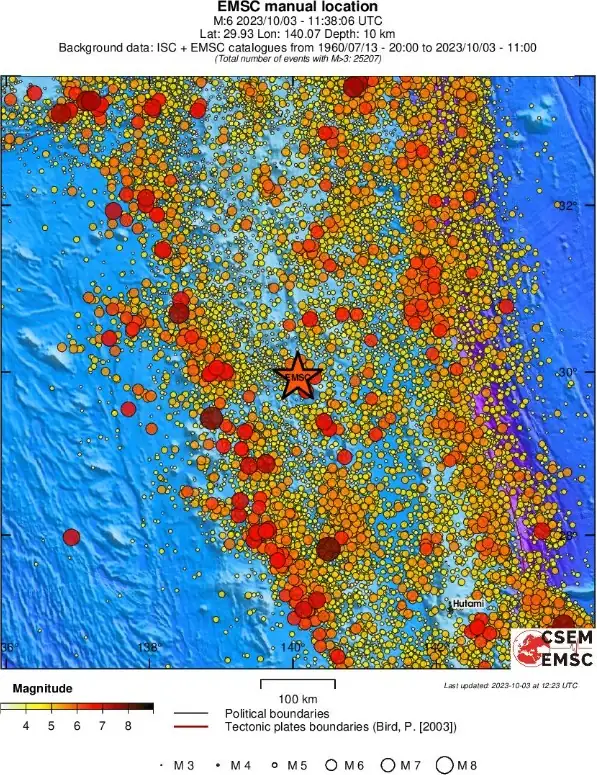 m6.1 earthquake japan october 3 2023 emsc regional seismicity