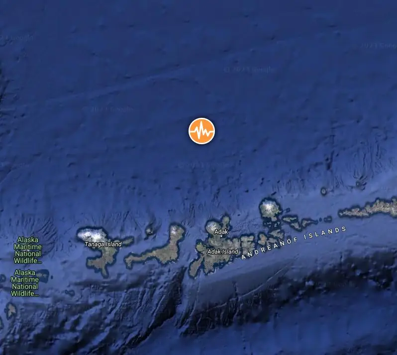 m6.4 earthquake andreanof islands october 16 2023 location map
