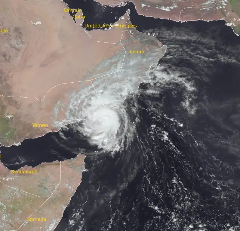meteosat-9 satellite image of tropical cyclone tej 0845z october 23 2023