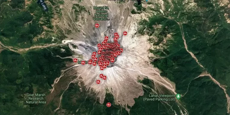 mount st. helens earthquakes october 1 - 30 2023 data source IRIS
