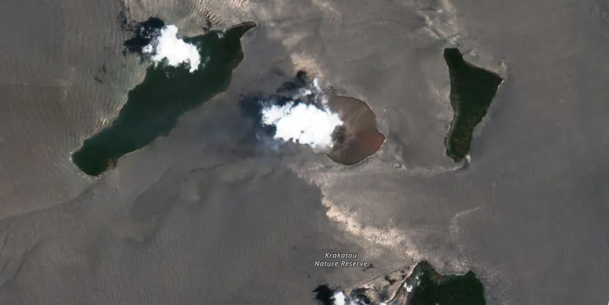 satellite image of anak krakatau volcano on october 29 2023