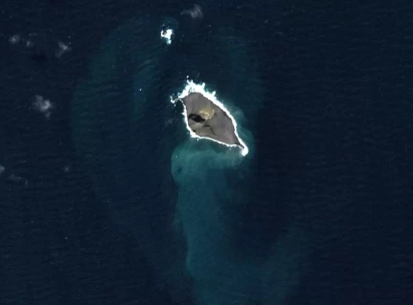 satellite image of bogoslof volcano on october 1 2023