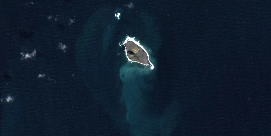 satellite image of bogoslof volcano on october 1 2023