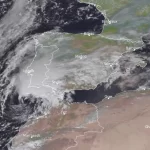 satellite image of storm bernard at 1200 utc on october 22 2023