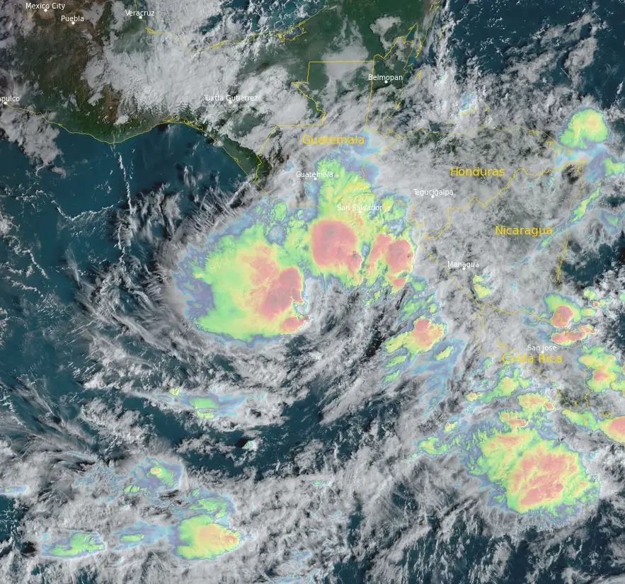 satellite image of tropical cyclone pilar at 1330 utc on october 31 2023 ct