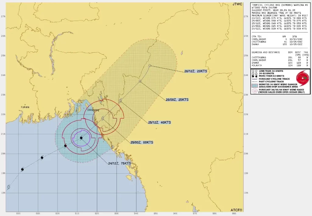 tropical cyclone hamoon jtwc forecast track at 1500 utc on october 24 2023