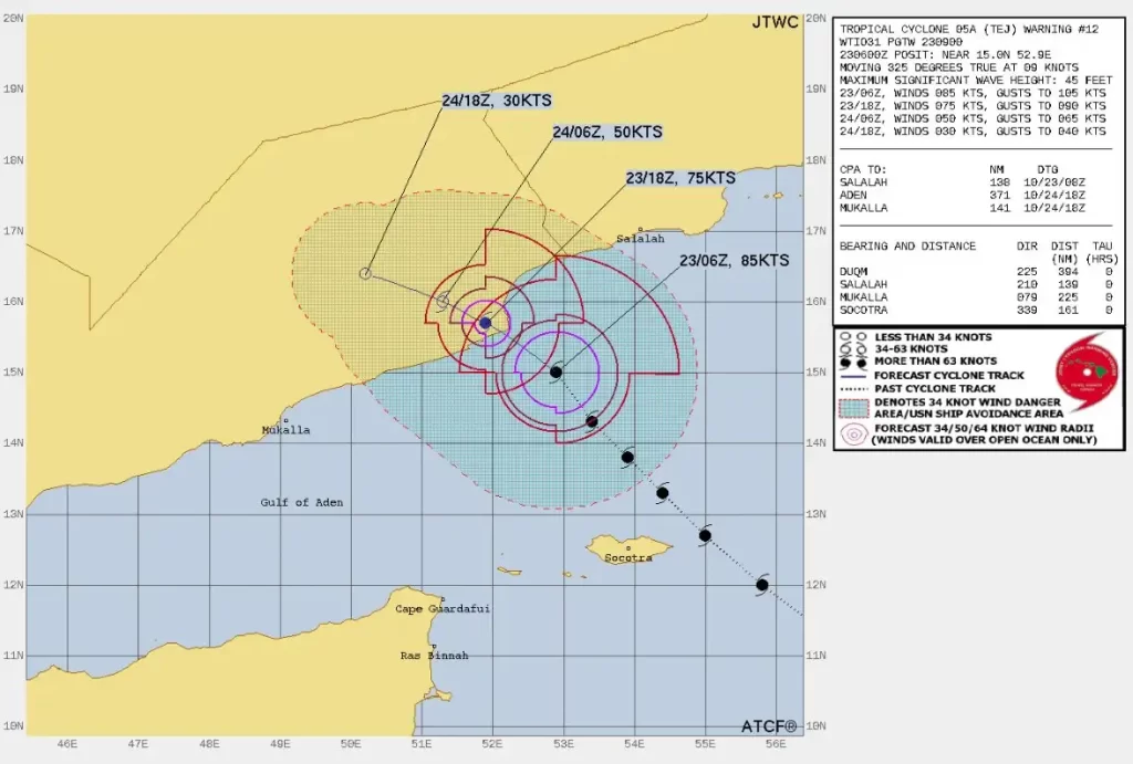 tropical cyclone tej jtwc fcst track 09z october 23 2023