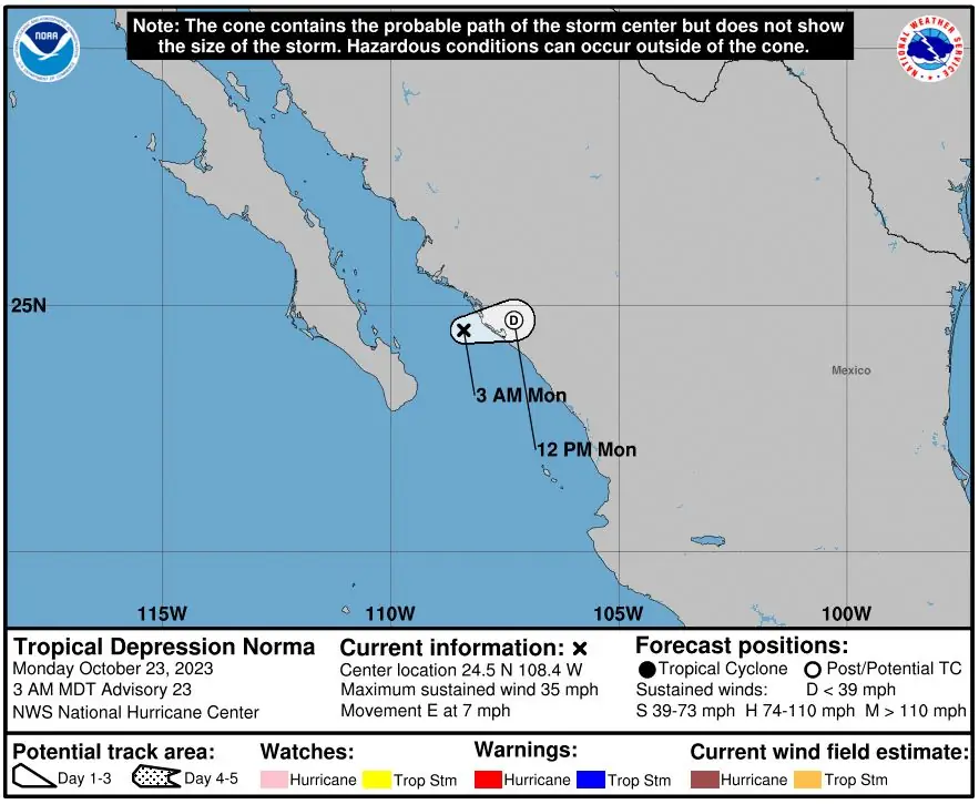 tropical depression norma nhc fcst track october 23 2023