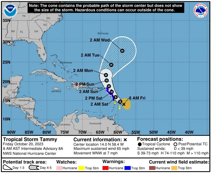 tropical storm tammy nhc fcst track 12z october 20 2023