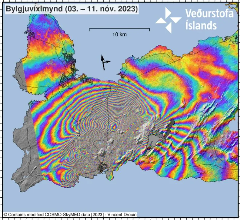 CSK interferogram iceland reykjanes november 3 - 11 2023