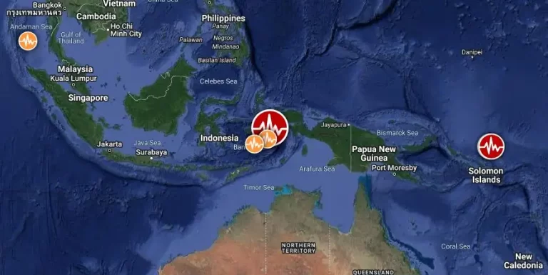 banda sea m7.1 and m6.9 earthquakes november 8 2023 location map
