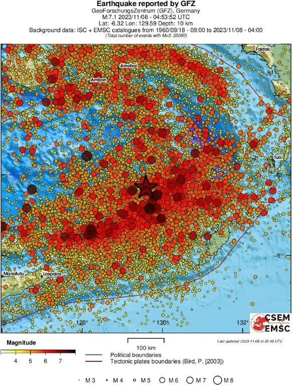 banda sea m7.1 earthquake november 8 2023 emsc regional seismicity