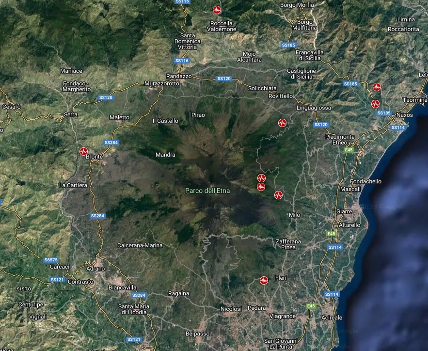 earthquakes near etna volcano 7 days to 0930 utc on november 30 2023 tw sam data source ingv
