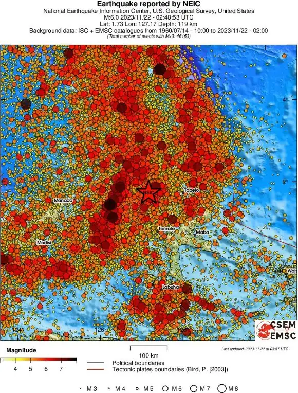 halmahera indonesia m6.0 -EMSC- earthquake november 22 2023 regional seismicity