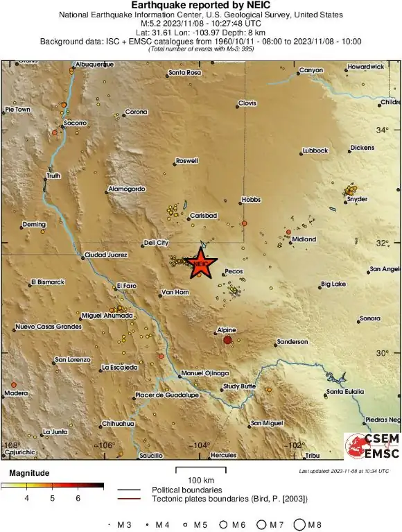 m5.3 earthquake western texas november 8 2023 emsc regional seismicity
