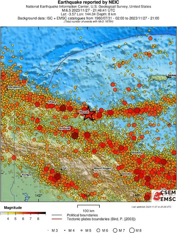 m6.5 earthquake papua new guinea november 27 2023 emsc regional seismicity
