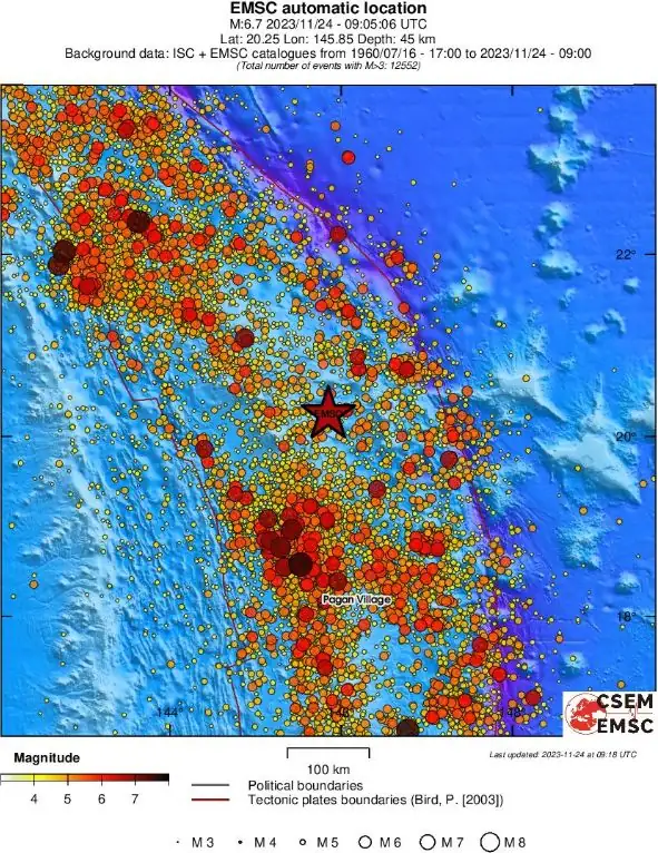 maug islands region M7.1 earthquake november 24 2023 emsc regional seismicity