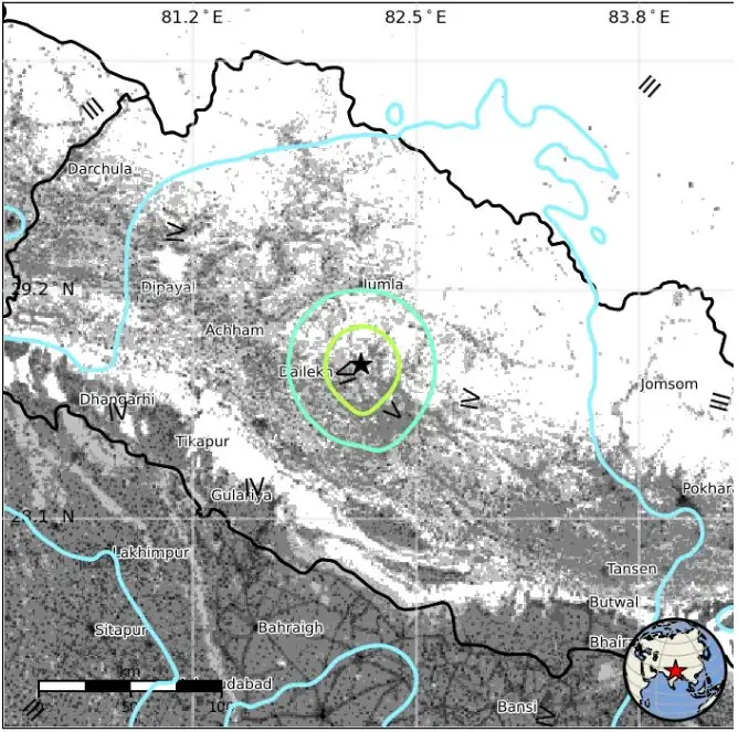 nepal m5.6 earthquake november 3 2023 location map close