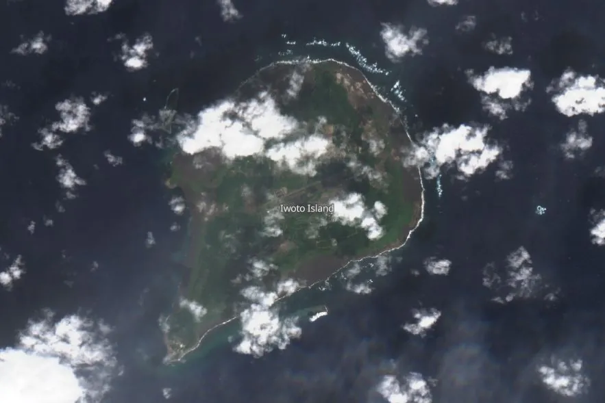 satellite image of new island near iwo jima on november 2 2023