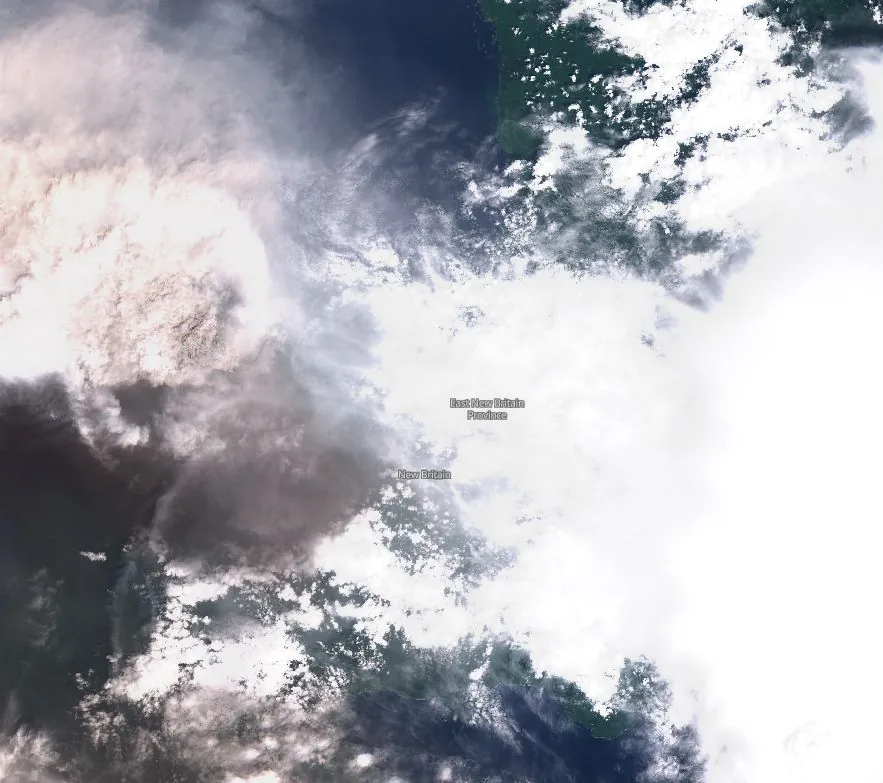 satellite image of ulawun volcano eruption on november 20 2023 by sentinel-2