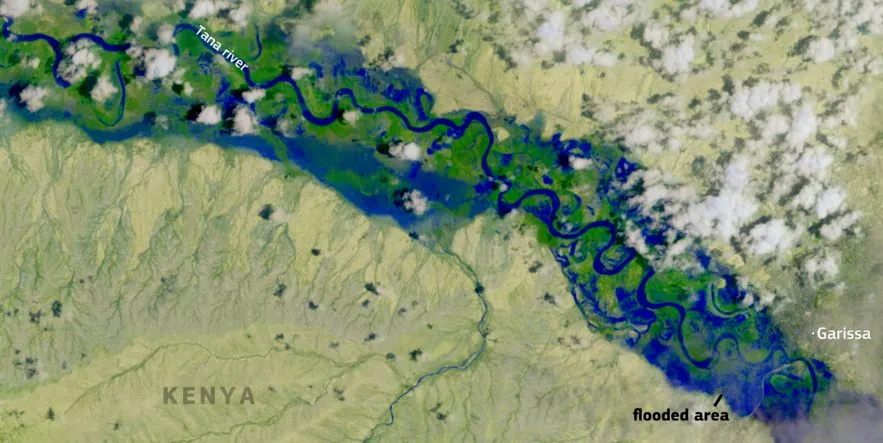 tana river flood as seen by copernicus sentinel-2 satellite on november 11 2023